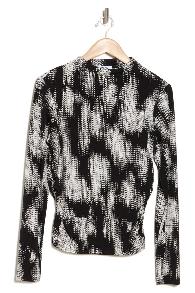 Long Sleeve Mock Neck Top, Alternate, color, BLACK COMBO