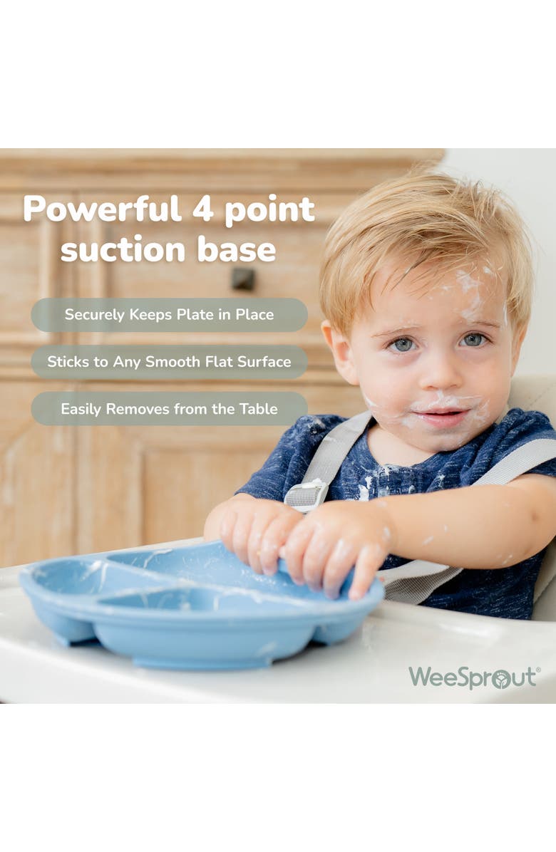 WeeSprout Suction Plates for Babies & Toddlers, 100% Silicone, Dinnerware Stays Put, 3 Pack, Alternate, color, Matte Blue/Dark Gray/Green