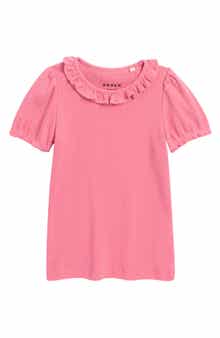 Mini Boden Kids' Short Sleeve Ruffle Pointelle Top