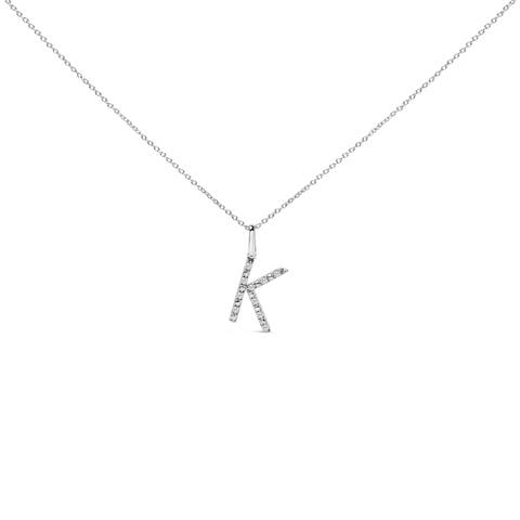 Sterling Silver Diamond Accent "A-Z" Initial Pendant Necklace