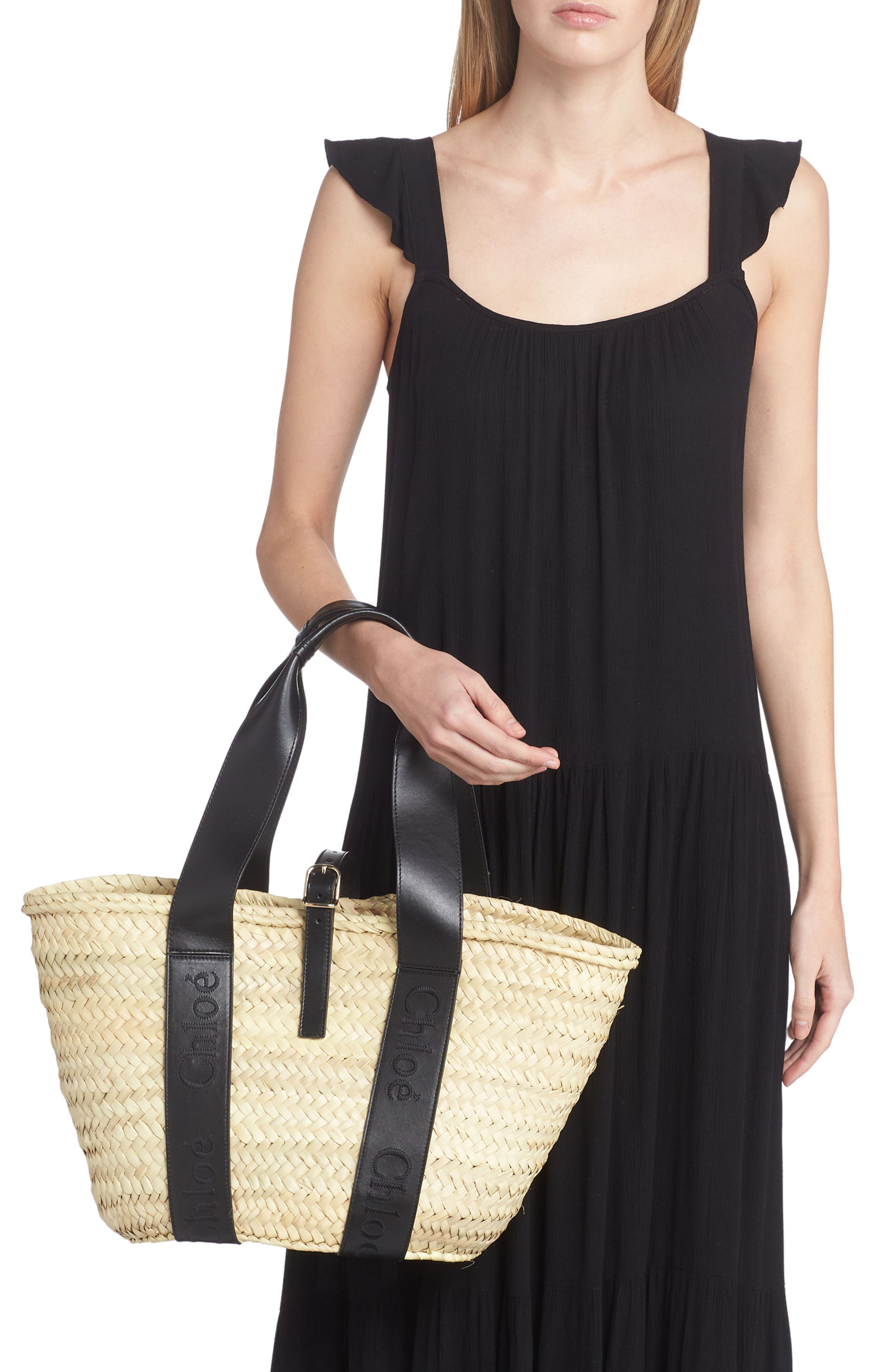 Chloé Sense Woven Palm Basket Tote, Alternate, color, 