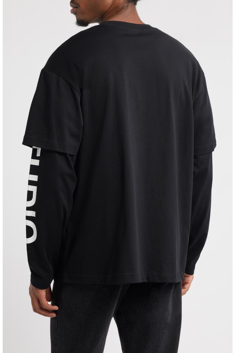 Preda Layered Look T-Shirt, Alternate, color, BLACK