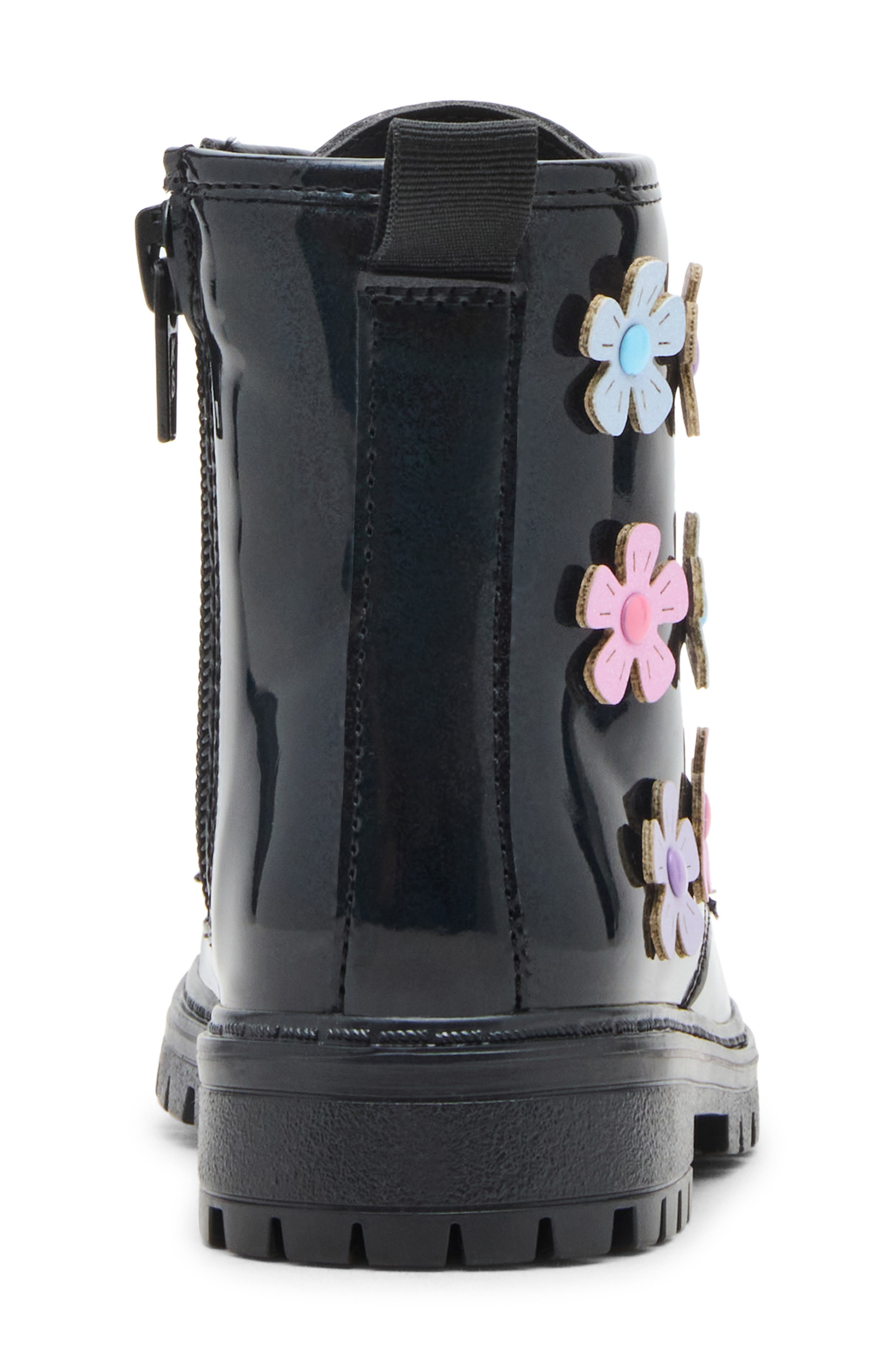 Steve Madden Kids' Fritz Floral Lace-Up Boot, Alternate, color, Black