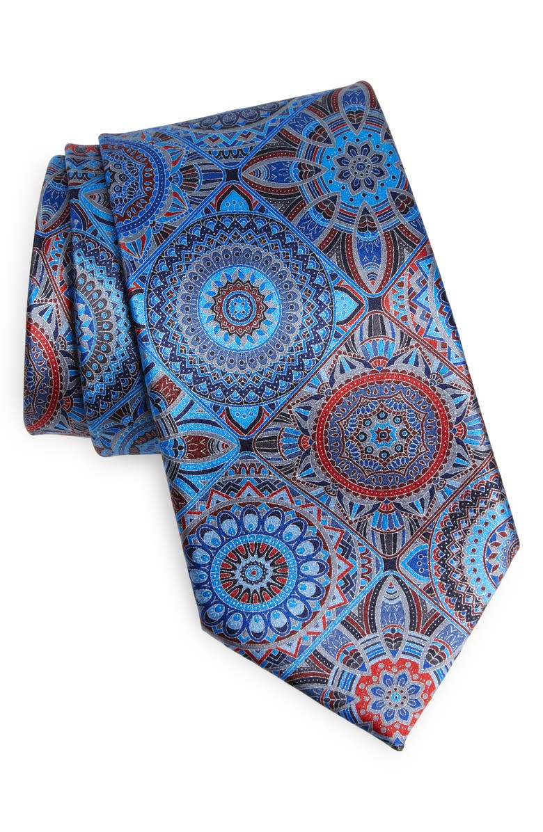 ZEGNA TIES ZEGNA Quindici Navy Medallion Silk Tie, Main, color, 