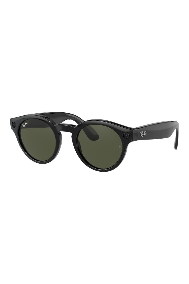 Stories 48mm Gradient Round Smart Glasses, Alternate, color, BLACK/ DARK GREEN