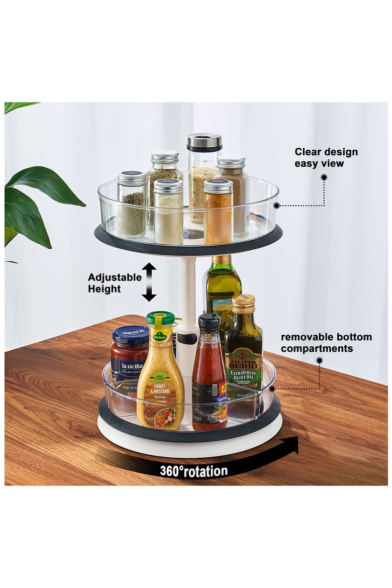 2-Tier Lazy Susan Kitchen Organizer, Alternate, color, CLEAR