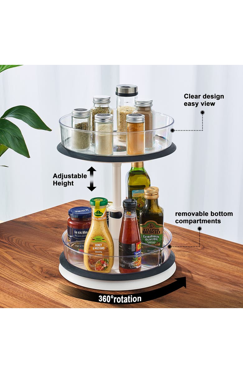 SORBUS 2-Tier Lazy Susan Kitchen Organizer, Alternate, color, Clear