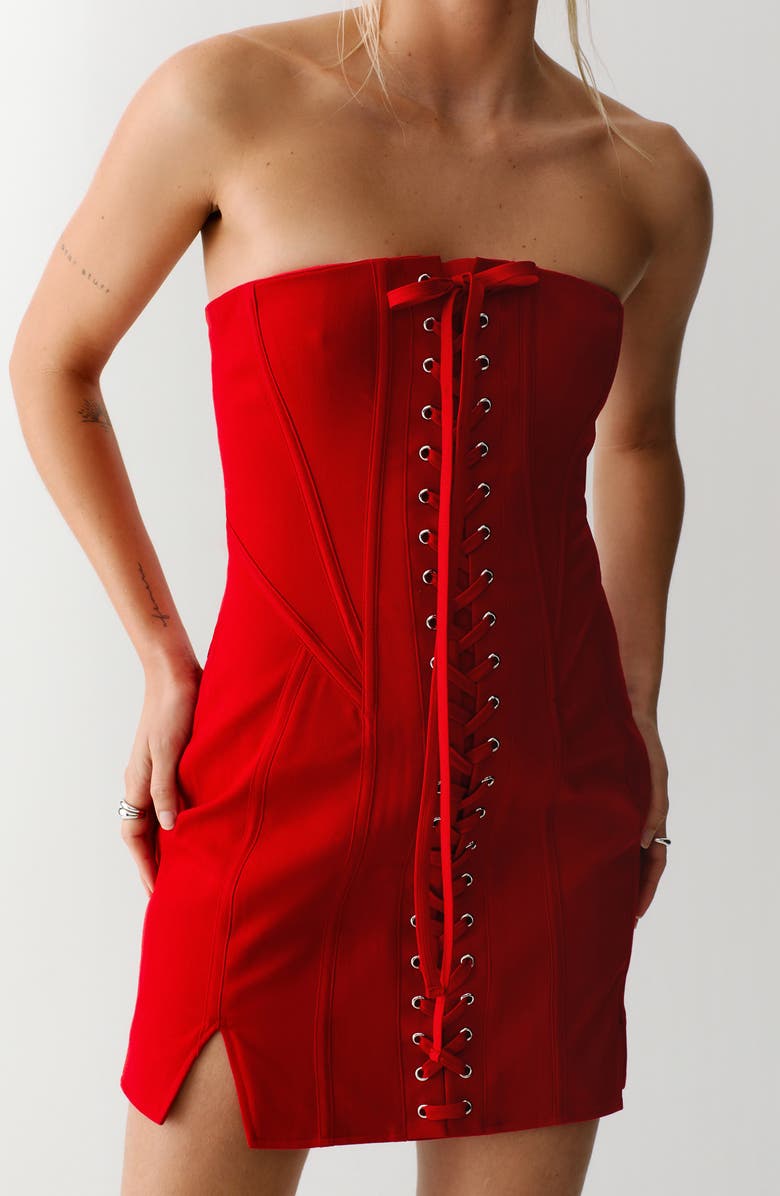 NASTY GAL Strapless Corset Minidress, Alternate, color, 
