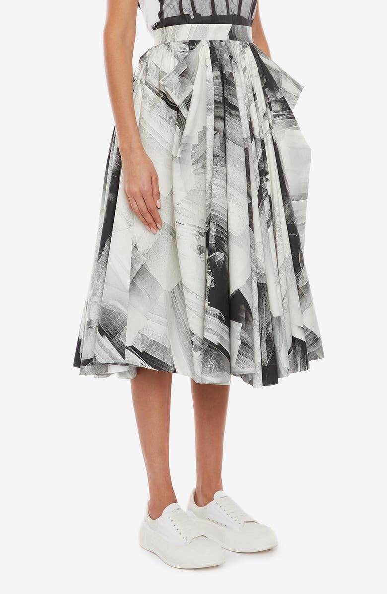 McQueen Alexander McQueen Tulle Print Cotton Skirt, Alternate, color,