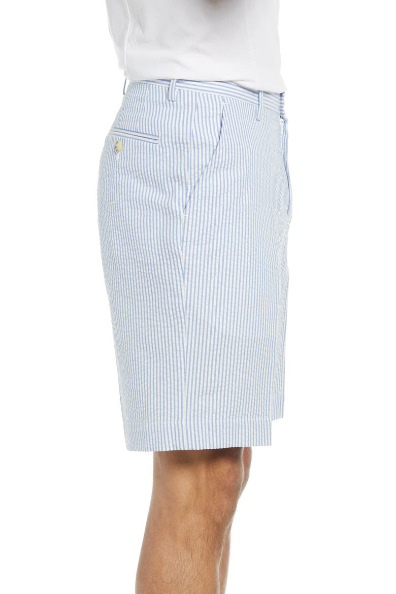 Flat Front Seersucker Shorts, Alternate, color, LIGHT BLUE