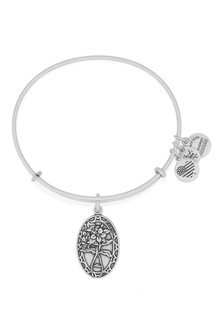 'I Love You Friend' Expandable Wire Bangle, Main, color, SILVER