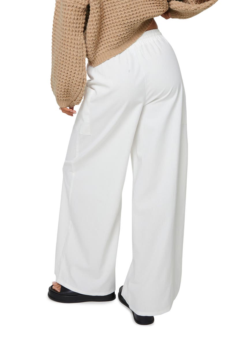 Brunie Wide Leg Cotton & Linen Cargo Pants, Alternate, color, OFF WHITE