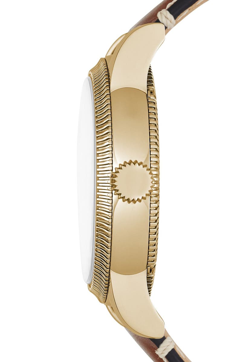 Burberry 'Utilitarian' Round Leather Strap Watch, 38mm, Alternate, color,