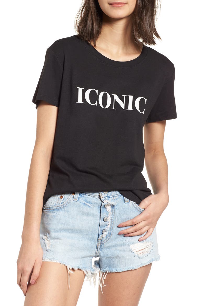Iconic Slouched Graphic Tee, Main, color, BLACK