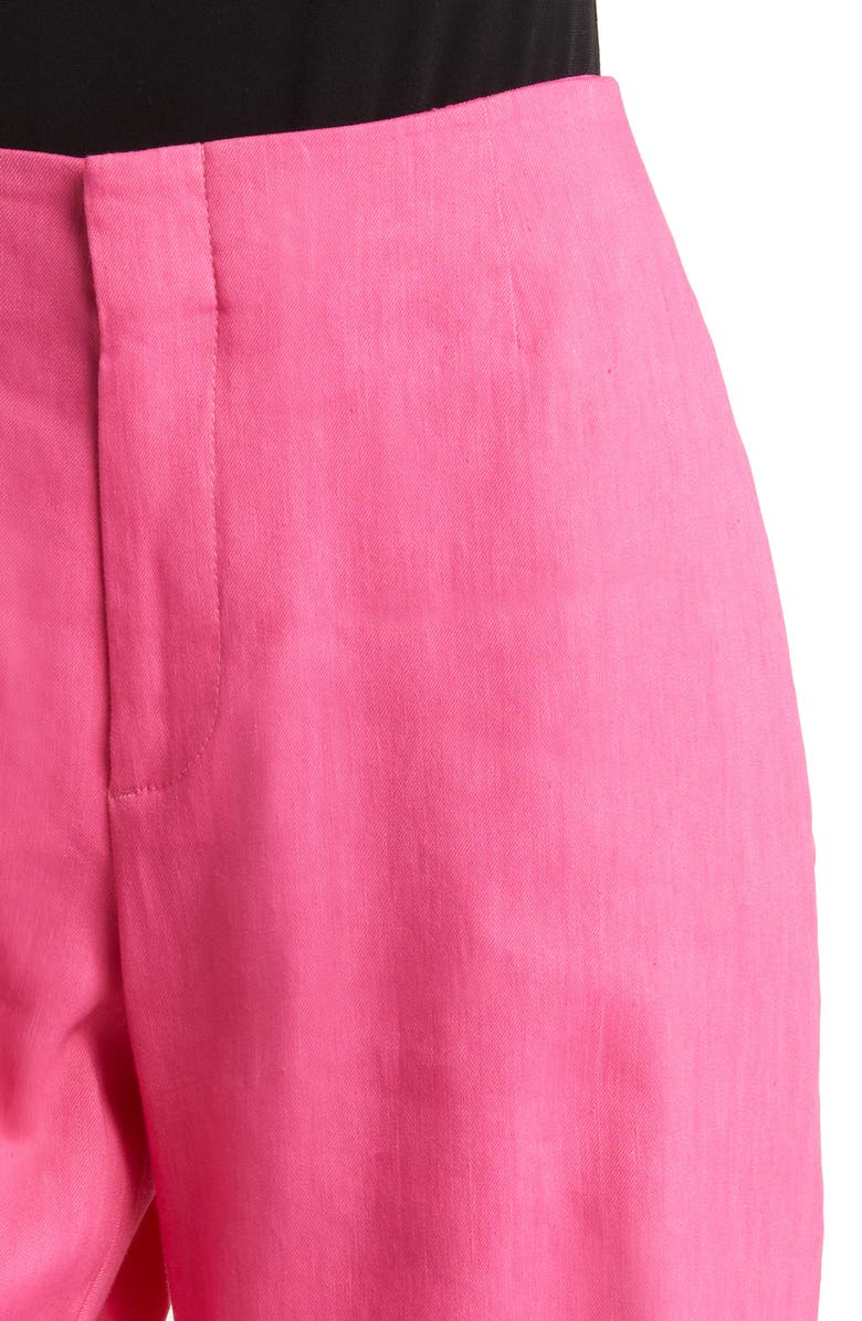 FRAME High Waist Linen Blend Wide Leg Trousers, Alternate, color, Flamingo
