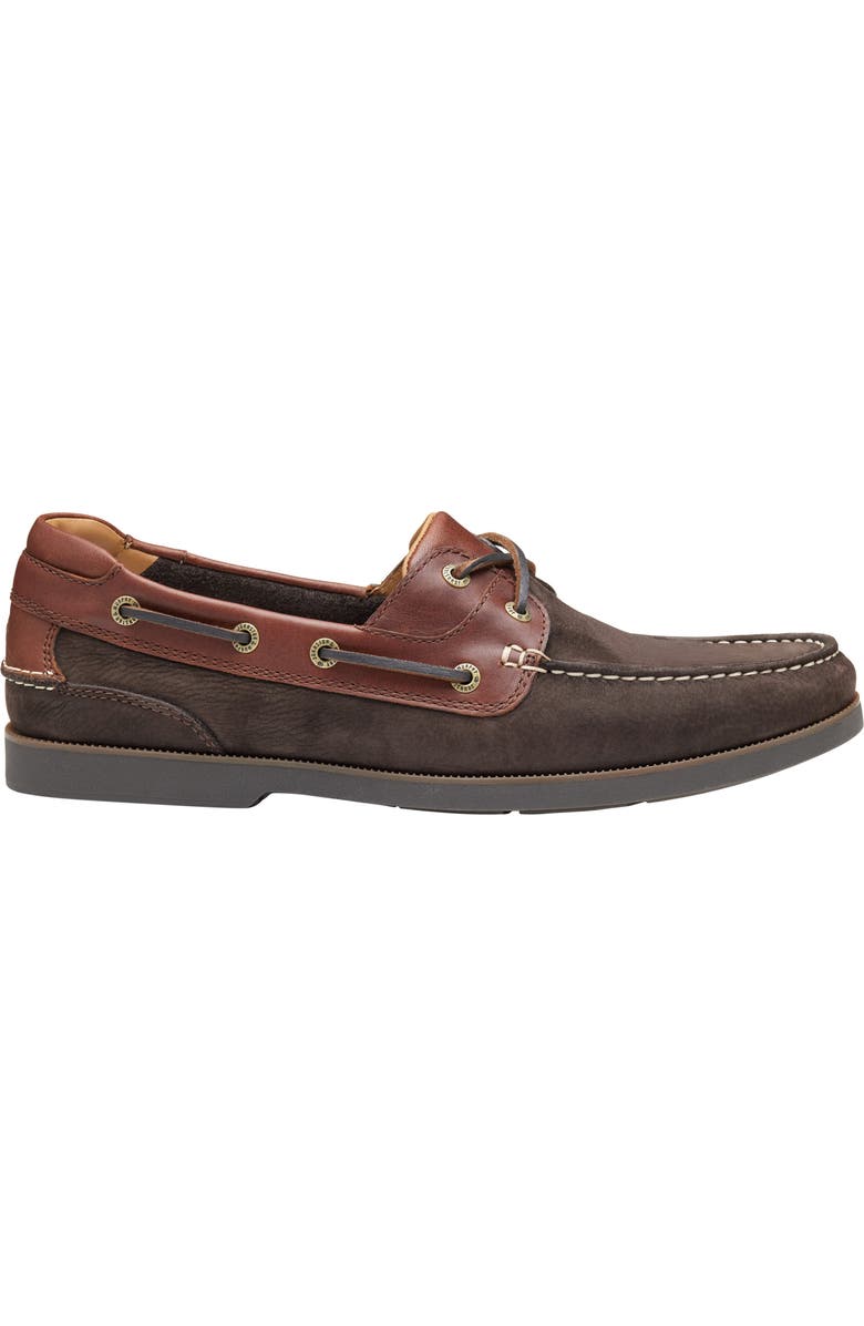 Johnston & Murphy Ventura Boat Shoe, Alternate, color, Dark Brown Nubuck/Mahogany
