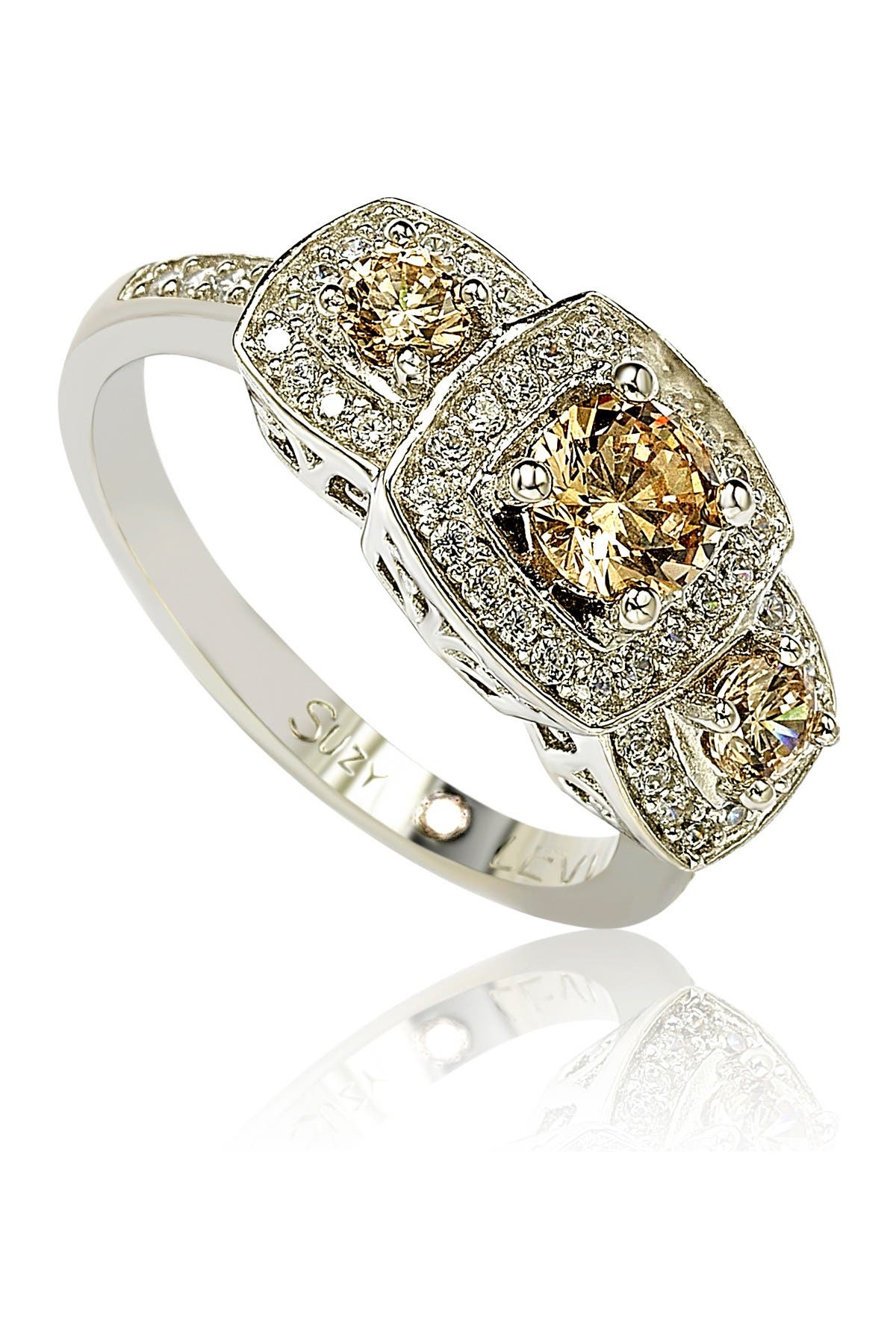 SUZY LEVIAN Sterling Silver Chocolate CZ Engagement Ring