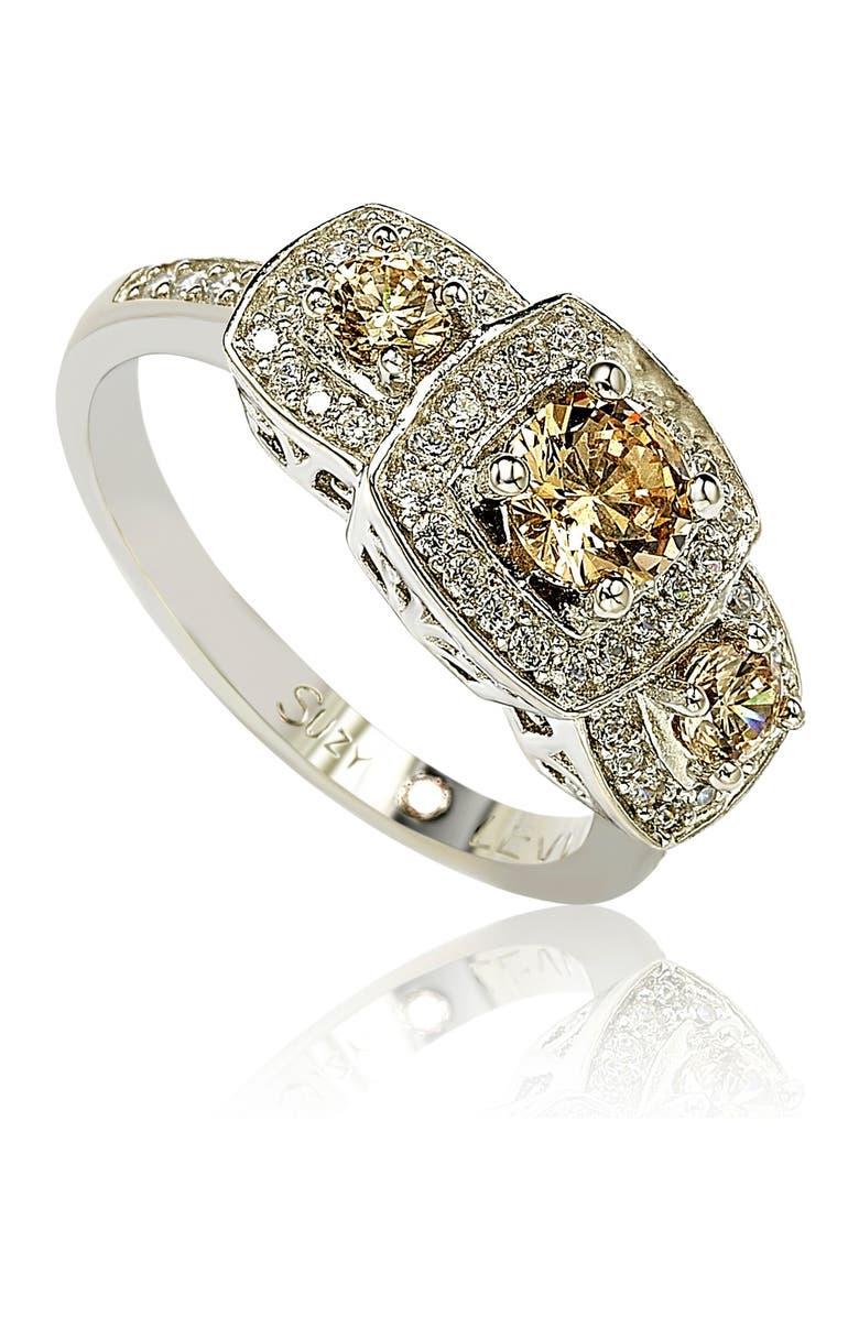 SUZY LEVIAN Sterling Silver Chocolate CZ Engagement Ring, Main, color, Brown