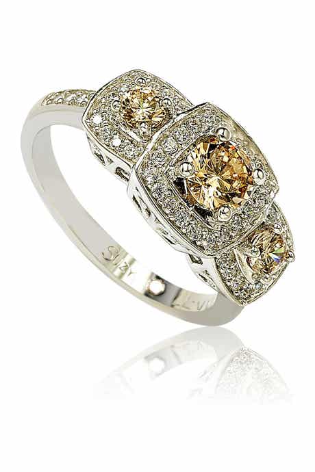 SUZY LEVIAN Sterling Silver Chocolate CZ Engagement Ring