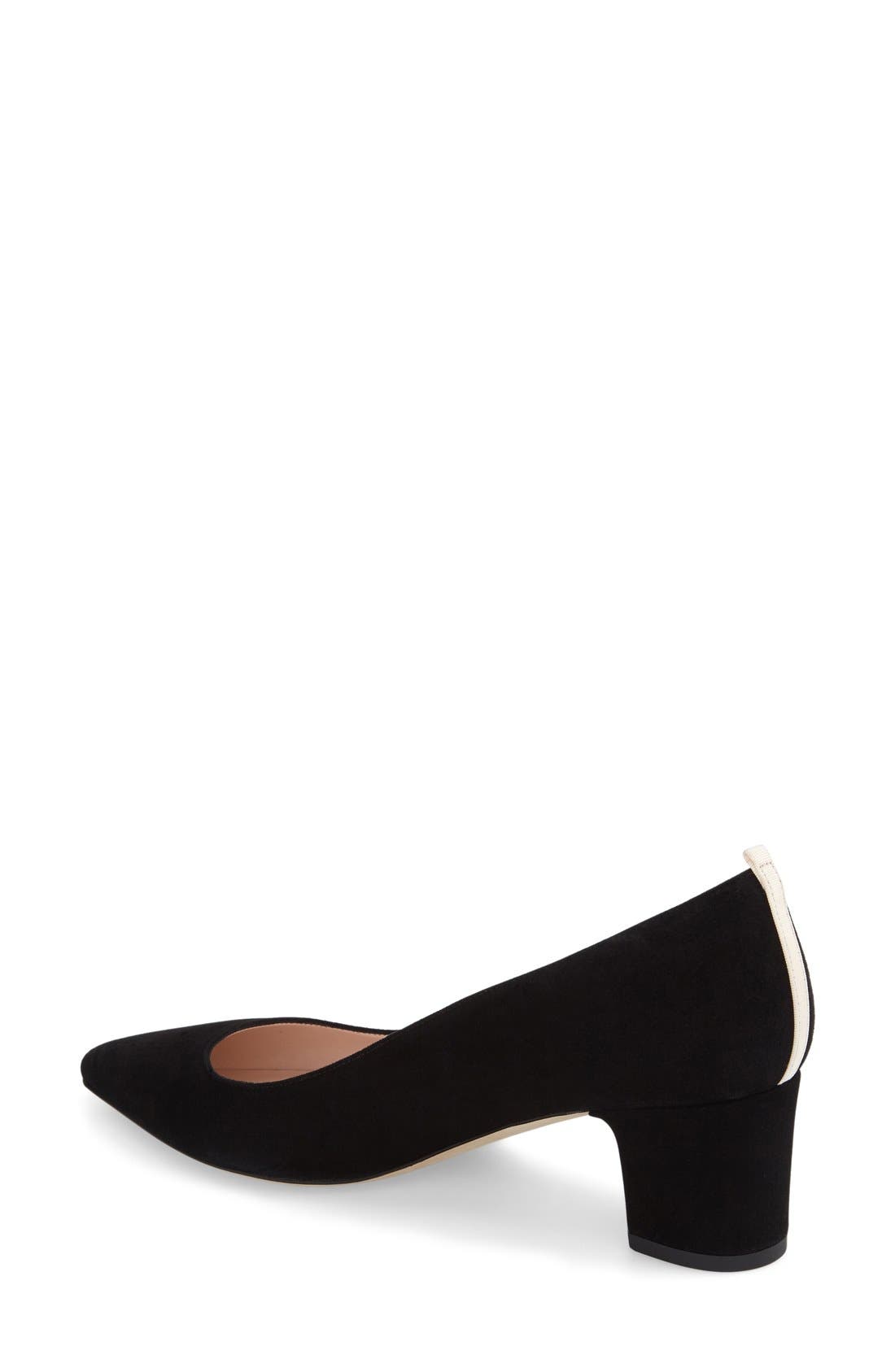 'Katrina' Pointy Toe Block Heel Pump, Alternate, color, BLACK SUEDE