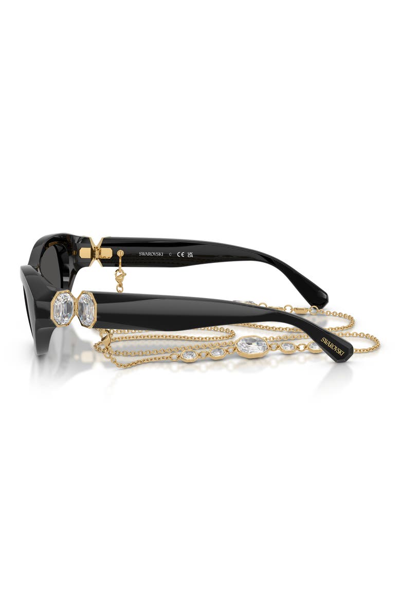 50mm Small Pillow Sunglasses with Chain, Alternate, color, BLACK / DARK GREY
