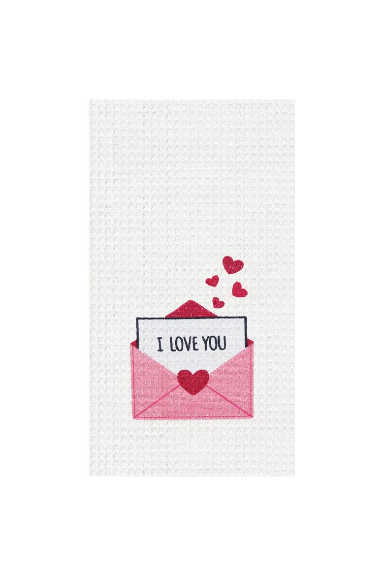Love Letter St. Valentines 100% Cotton Waffle Weave Handtowel, Main, color, Pink