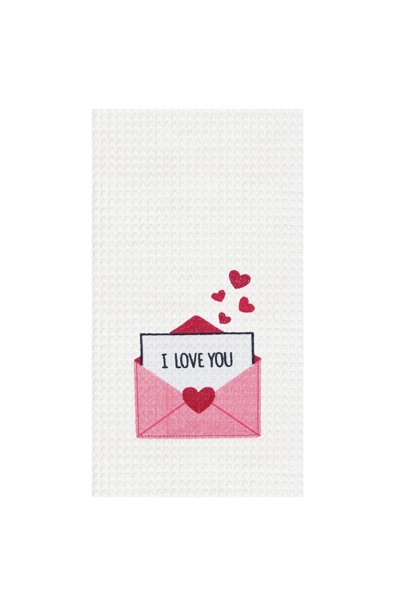 C&F Home Love Letter St. Valentines 100% Cotton Waffle Weave Handtowel, Main, color, Pink