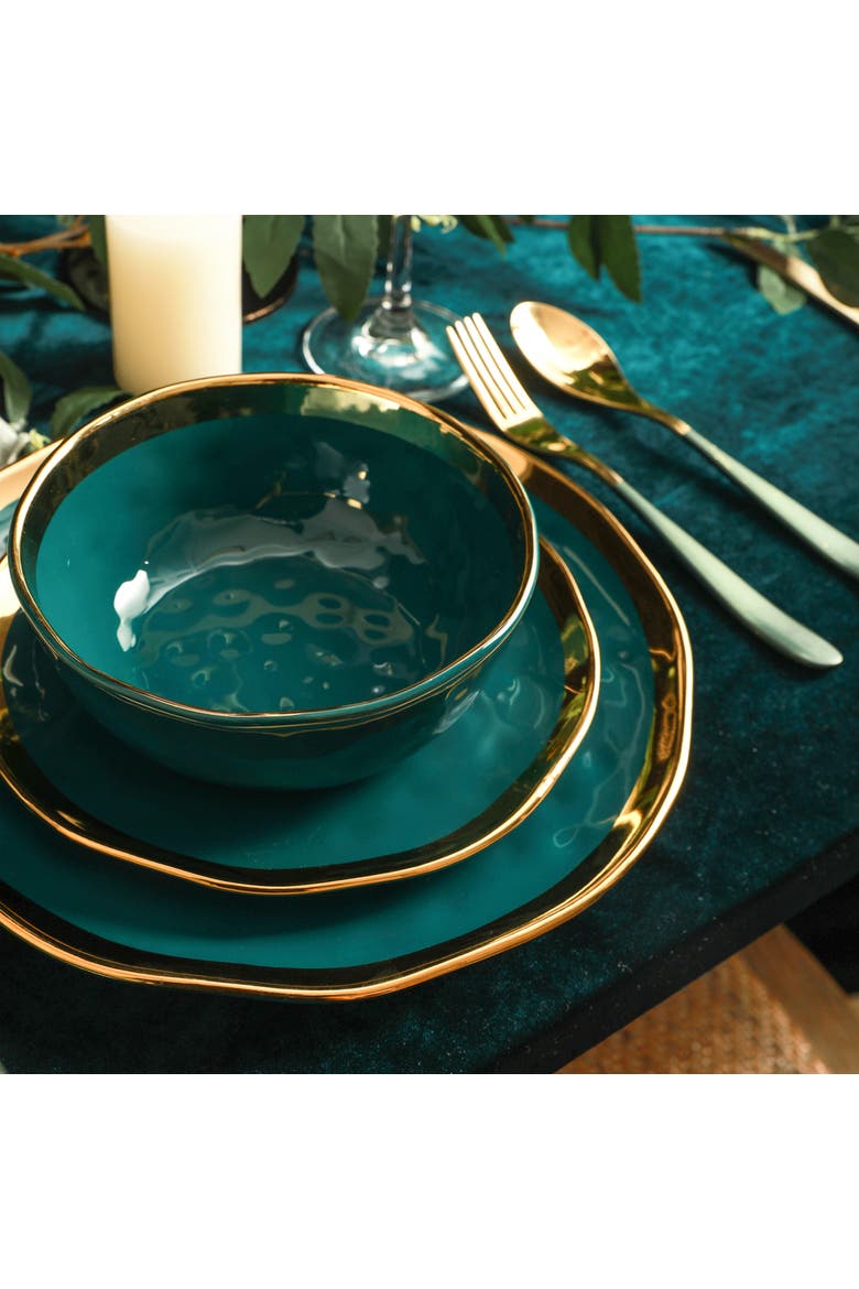 Florian Porcelain 32-Piece Dinnerware Set, Alternate, color, Green
