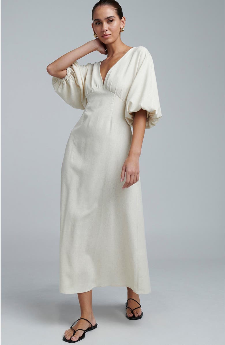 ST MRLO Palm Midi Dress, Alternate, color, Natural