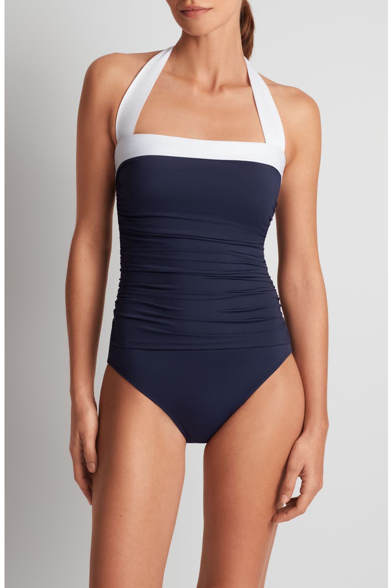Halter One-Piece Swimsuit, Main, color, DARK NAVY