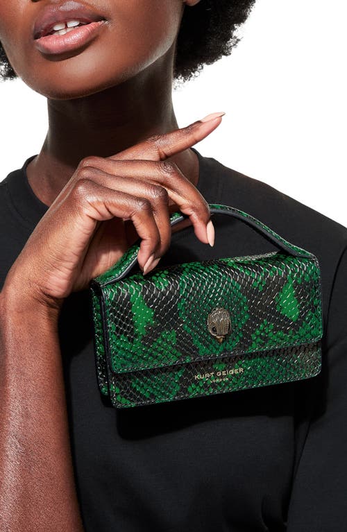 Kurt Geiger London Extrasmall Bond Croc Embossed Leather Top Handle Bag In Green