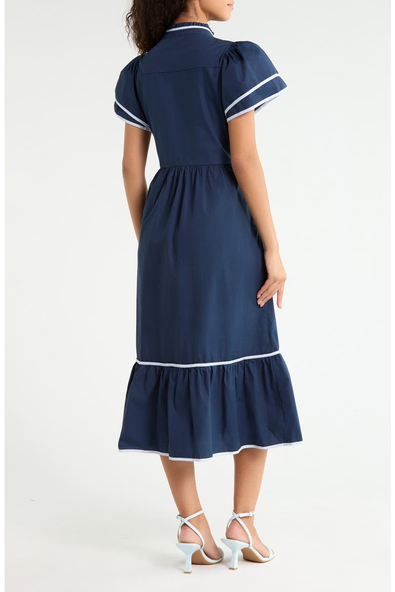 Davie Contrast Trim Cotton Shirtdress, Alternate, color, NAVY