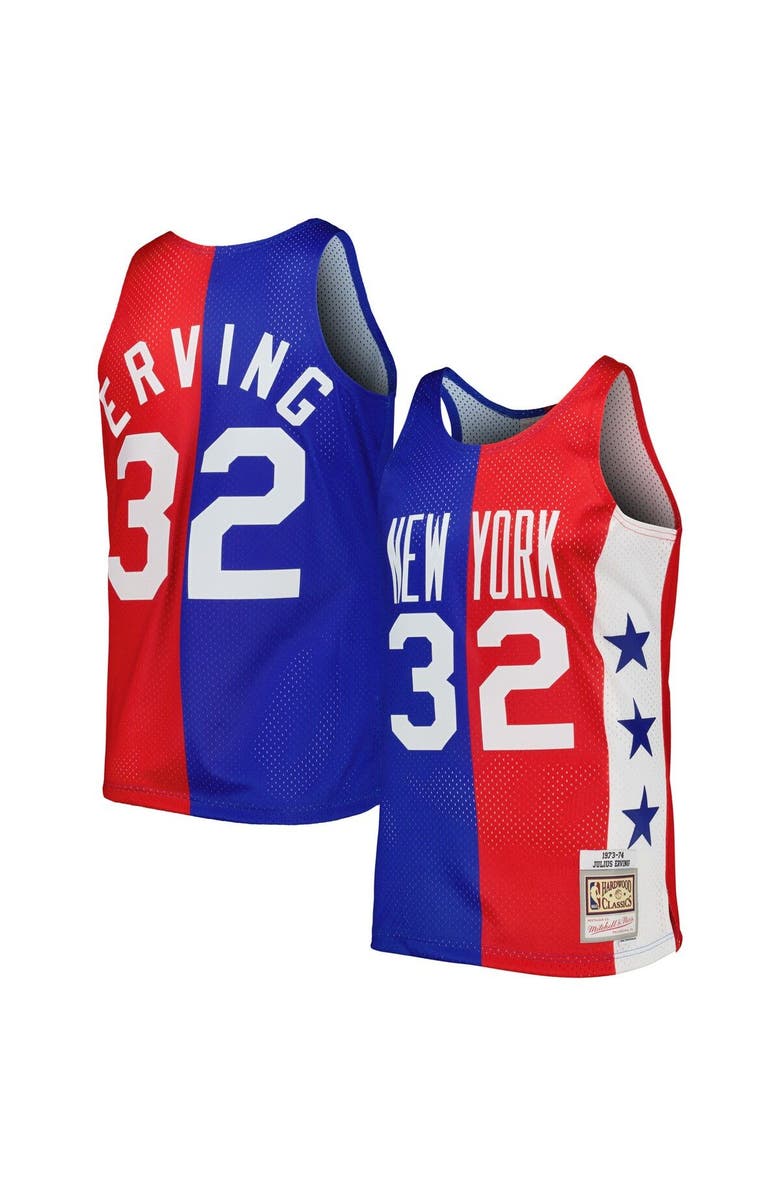 Mitchell & Ness Men's Mitchell & Ness Julius Erving Blue/Red Mitchell & Ness Hardwood Classics 1973/74 Split Swingman Jersey, Main, color,