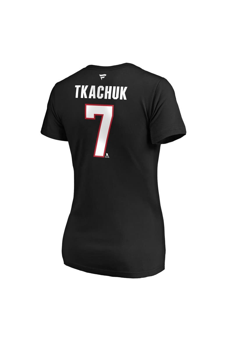 Women's Fanatics Branded Brady Tkachuk Black Ottawa Senators Authentic Stack Name & Number V-Neck T-Shirt, Alternate, color, Black