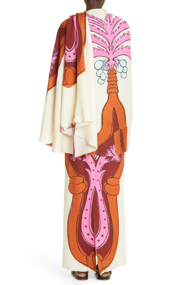 Johanna Ortiz Flores De Alma Silk Maxi Dress with Wool & Silk Blend Shawl, Alternate, color, 