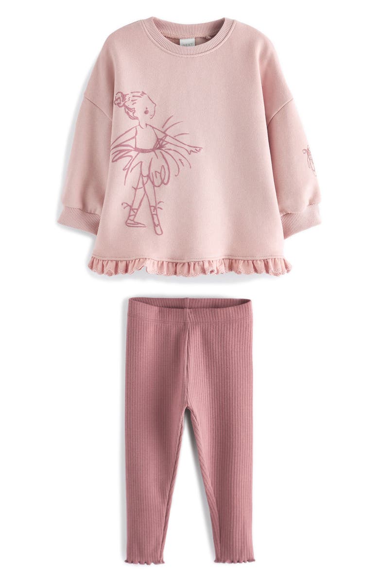 NEXT Kids' Ballet Ruffle Oversize Sweatshirt & Leggings Set, Main, color, 