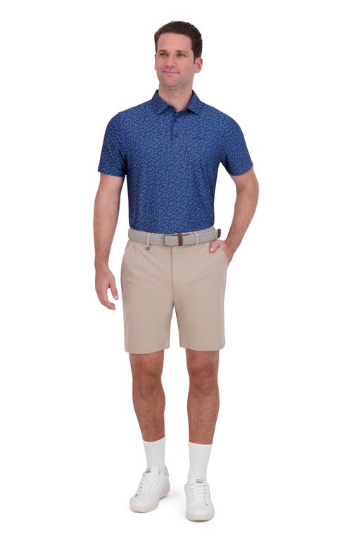 Ben Sherman Shadow Geo Print Stretch Tech Polo In Blue