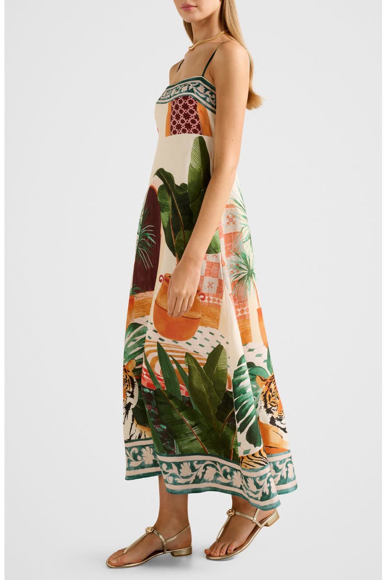 Bianca Print Linen Blend Midi Dress, Alternate, color, CASABLANCA HOLIDAY