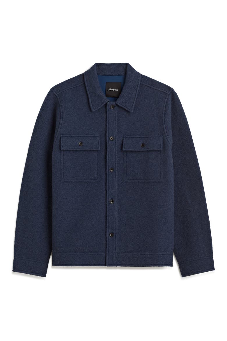 Boiled Wool Shirt Jacket, Alternate, color, DARK BALTIC