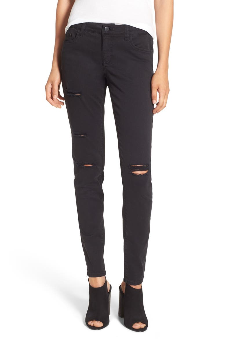 Destroyed Skinny Jeans, Main, color, BLACK