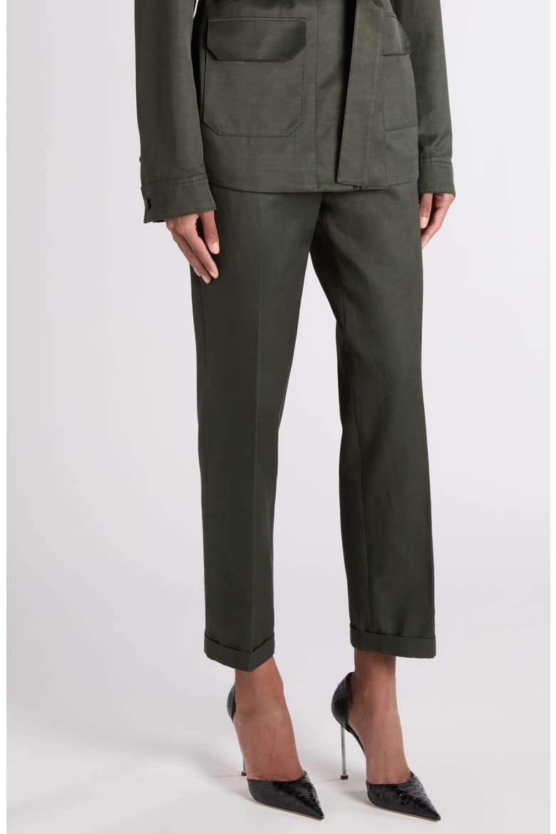 Twill Chino Ankle Pants, Alternate, color, DARK PINE