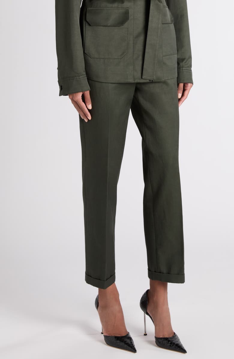 TOM FORD Twill Chino Ankle Pants, Alternate, color, Dark Pine