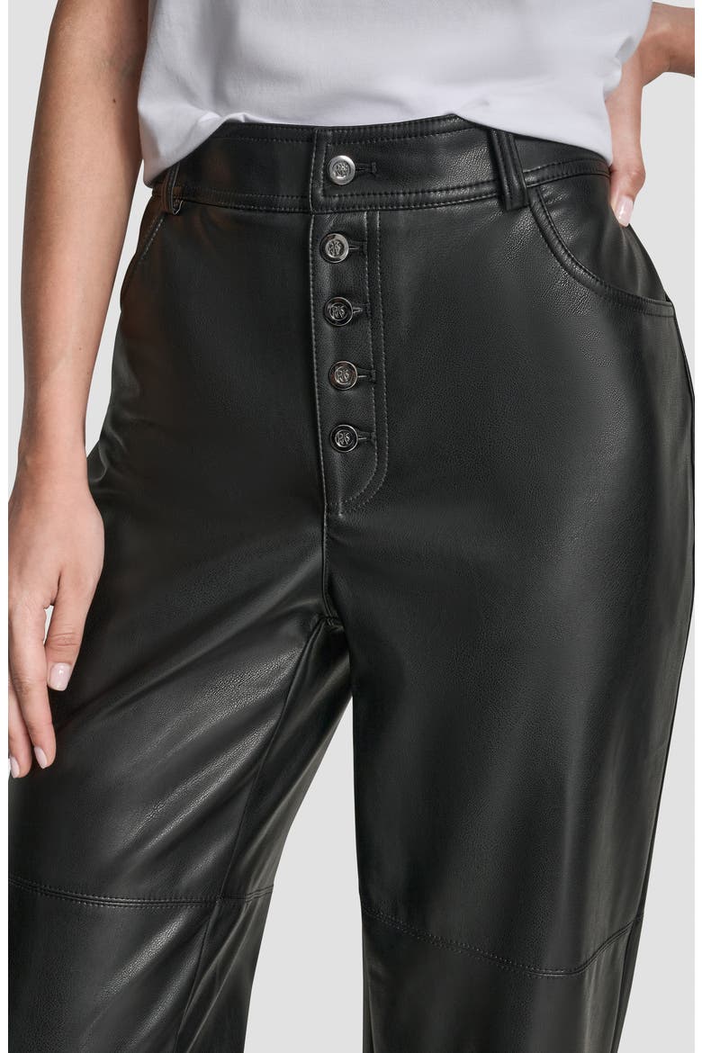 Button Fly Faux Leather Pants, Alternate, color, BLACK