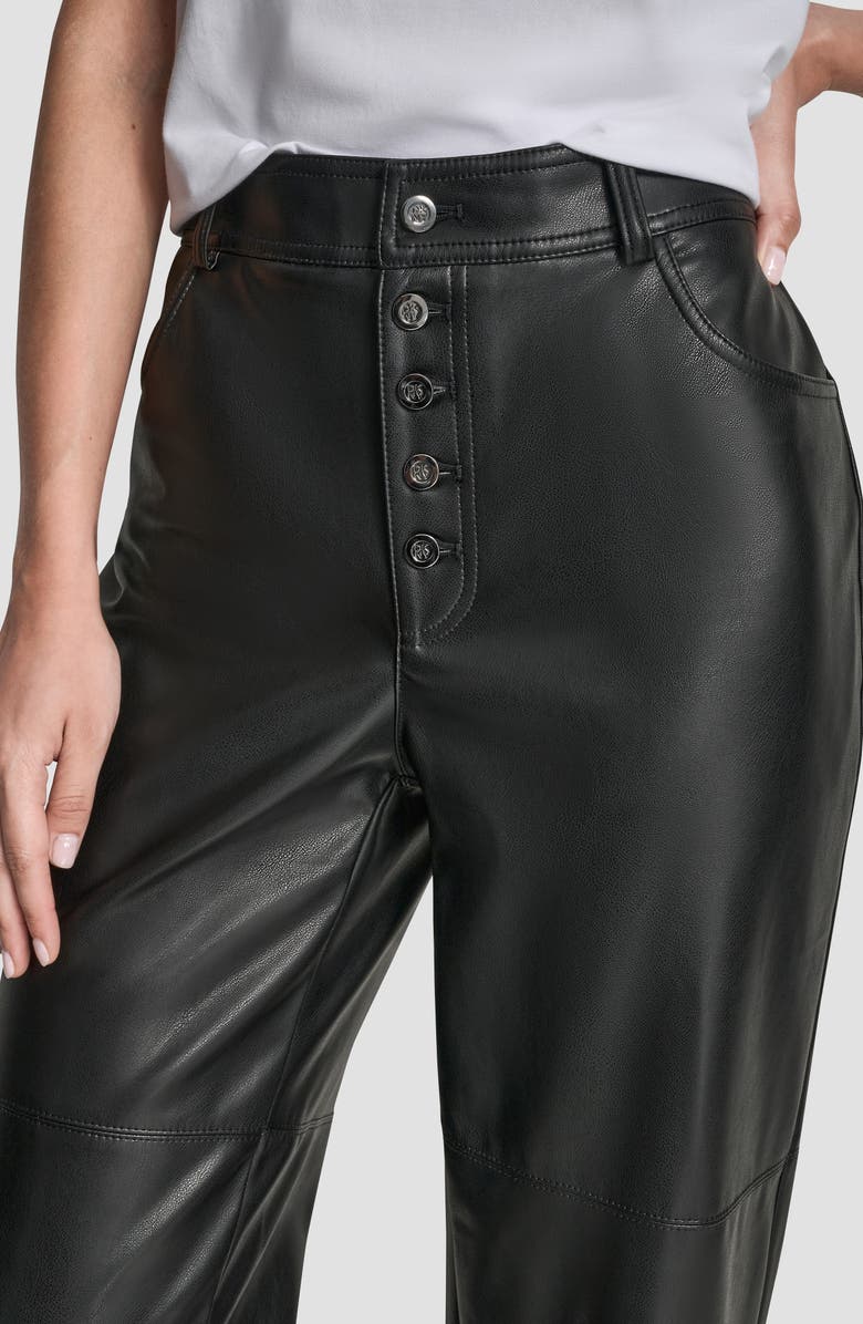 DKNY Button Fly Faux Leather Pants, Alternate, color, Black
