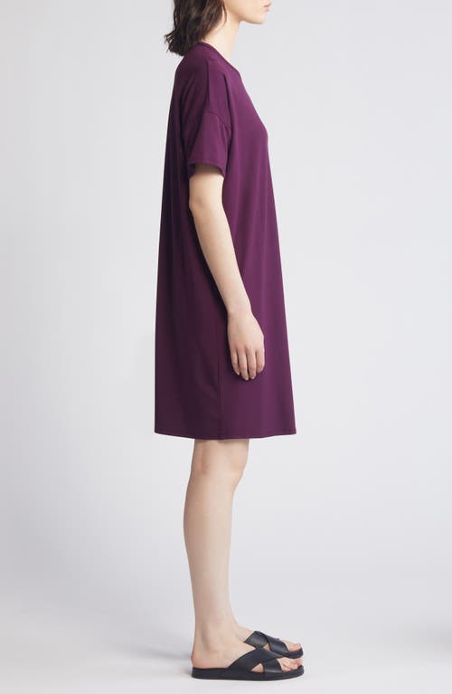Eileen Fisher Boxy Crewneck T-shirt Dress In Blackberry