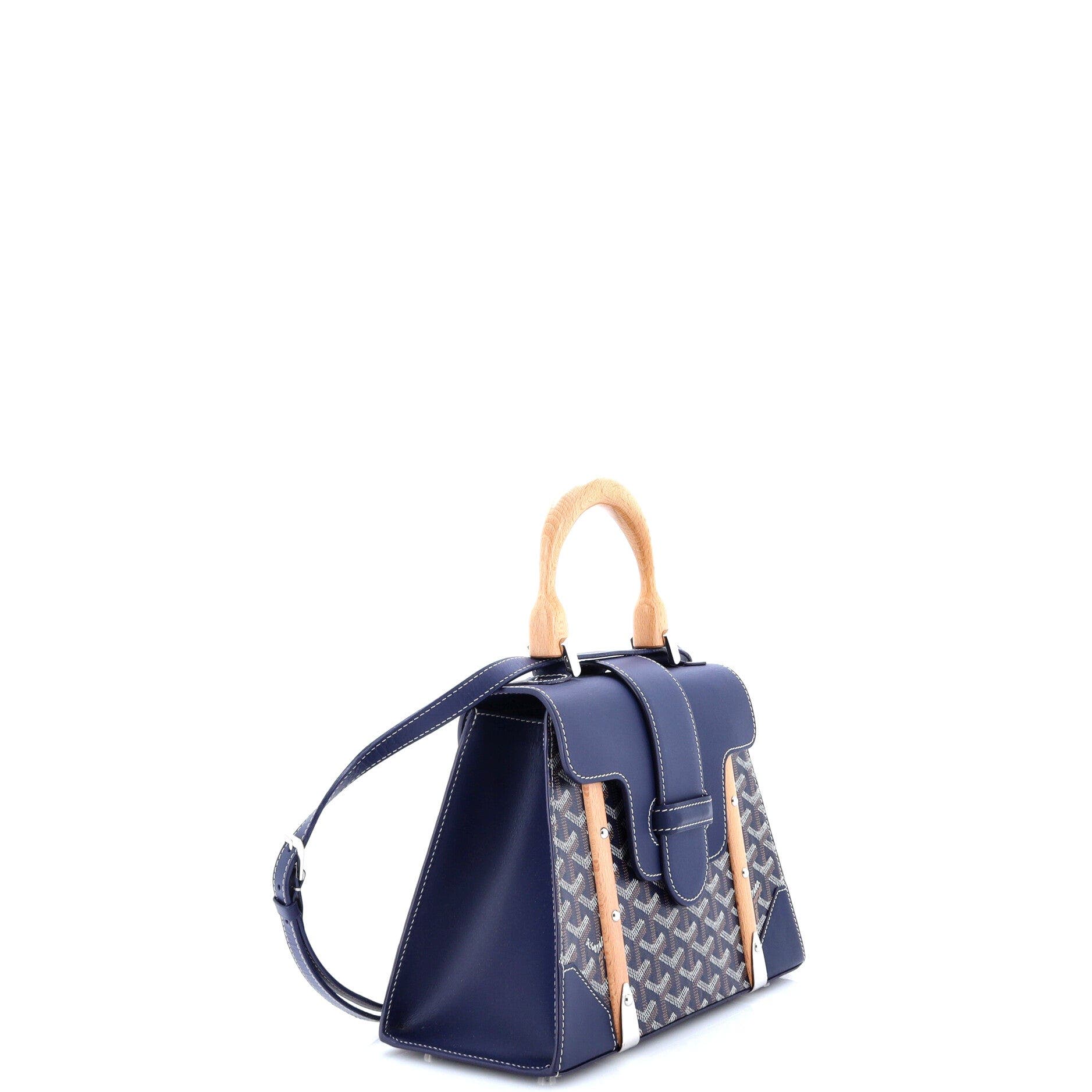Saigon Top Handle Bag Coated Canvas with Leather PM, Alternate, color, Blue