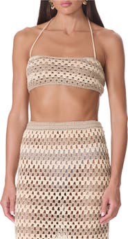 AFRM Gaten Crochet Crop Halter Top