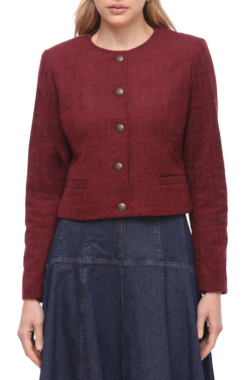Bagatelle Faux Suede Crop Jacket in Berry  product