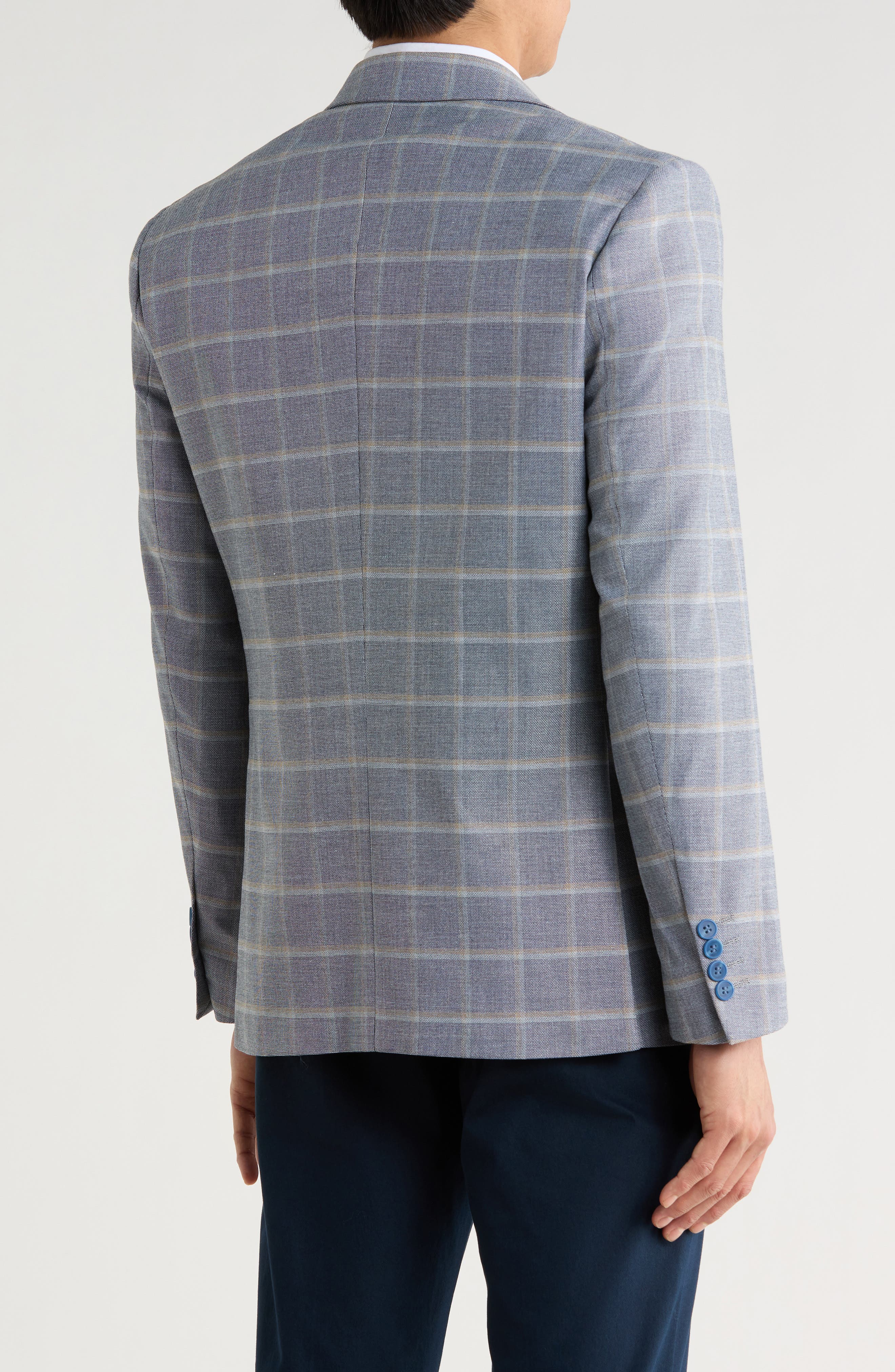 Slim Fit Tonal Windowpane Plaid Blazer - image 2