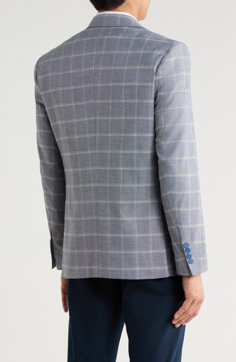 Tahari Slim Fit Tonal Windowpane Plaid Blazer, Alternate, color, Blue